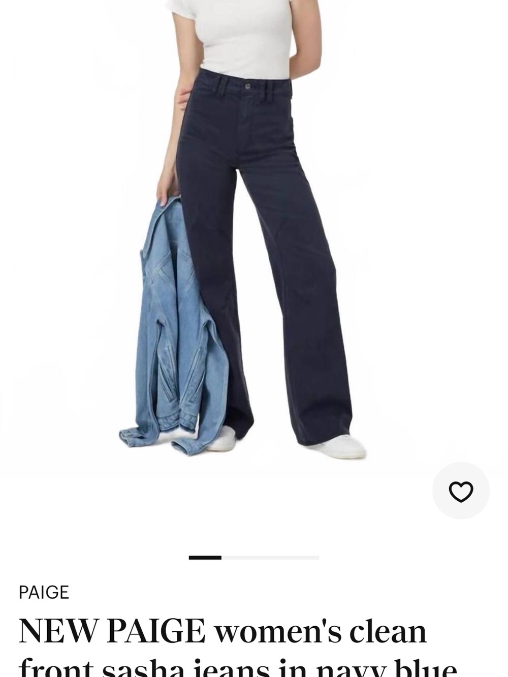 PAIGE Wide-Leg High-Rise Jeans in Navy